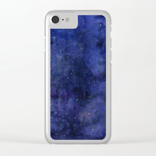 Galaxy Watercolor Nebula Texture Night Sky Stars Clear iPhone Case