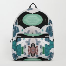 Teal Blue White On Black Abstract Backpack
