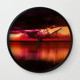 Another Place at Sunset Wall Clock | Liverpoolbay, Irishsea, Liverpool, Oil, Digital, Rivermersey, Anotherplace, Painting, Digitalart 