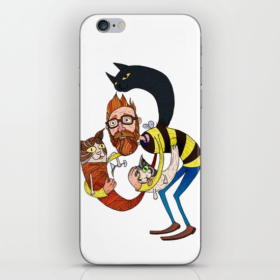 Don't let the kittah cocktail out on a cold day! iPhone & iPod Skin