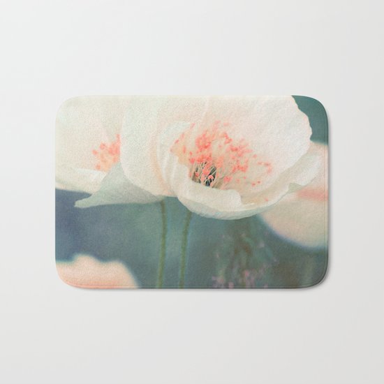 White poppies Bath Mat