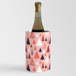 Living Coral snowy Christmas trees pattern Wine Chiller