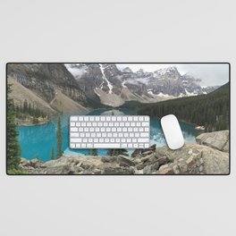 Hidden Lake Desk Mat | Rocky Mountains, Adventure, Digital, Snow, Lake, Wanderlust, Vintage, Mountains, Wander, Color 