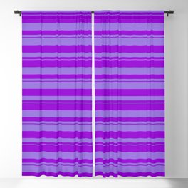 [ Thumbnail: Purple & Dark Violet Colored Stripes/Lines Pattern Blackout Curtain ]