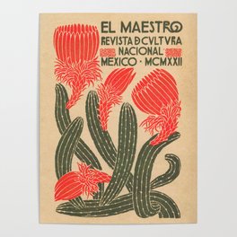 Mexico, Cactus Vintage Wall Art Poster