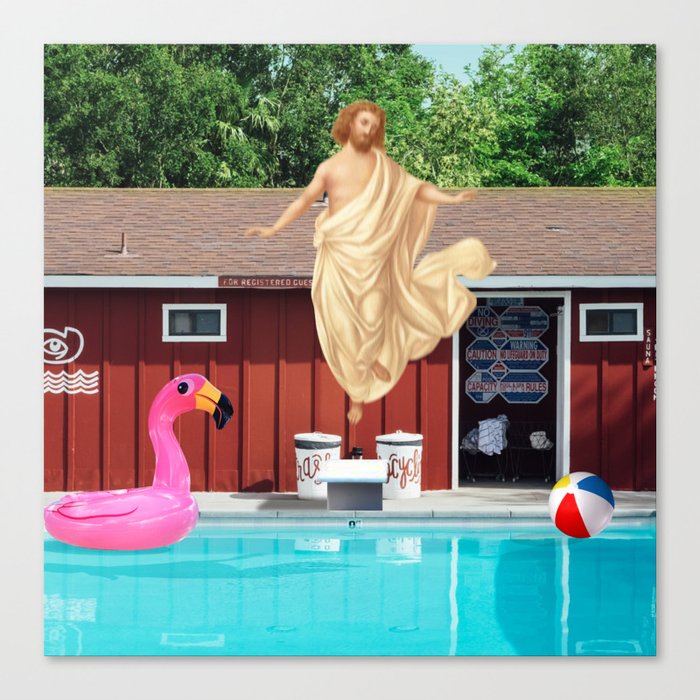 Jesus at pool party Canvas Print