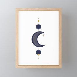 Hanging Moon & Stars - Blue & Gold Framed Mini Art Print