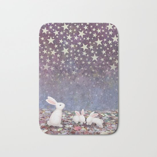 bunnies under the stars Bath Mat
