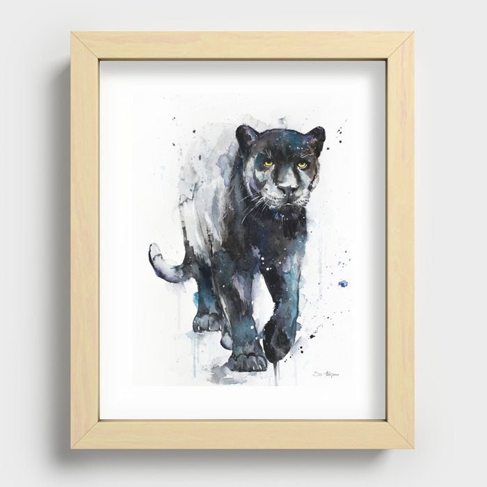 Black panther Recessed Framed Print