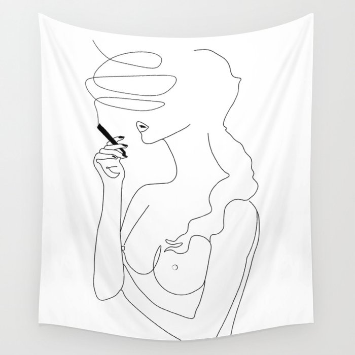 Woman Smoking Wall Tapestry