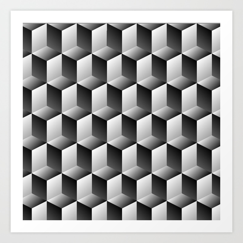 Geometric Cube Seamless Pattern Optical Illusion Fashion Graphic