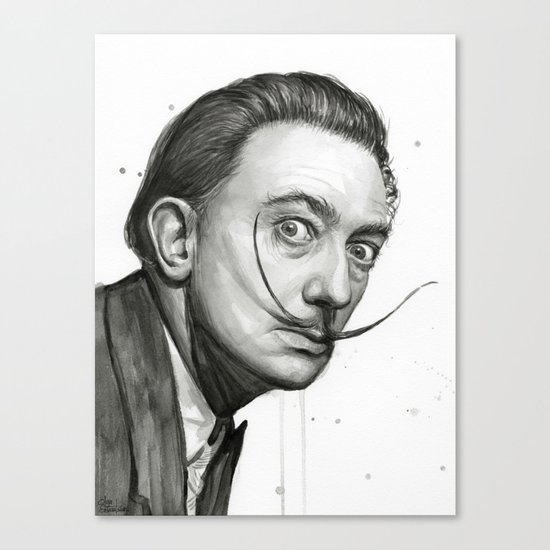 Salvador Dali Watercolor Portrait Canvas Print
