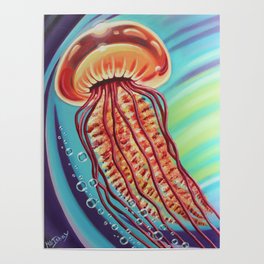 Jellyfish in the sea Poster