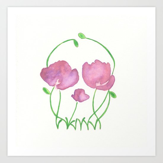 Tulip Skull Art Print