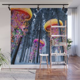 Winter Forest of Electric Jellyfish Worlds Wall Mural