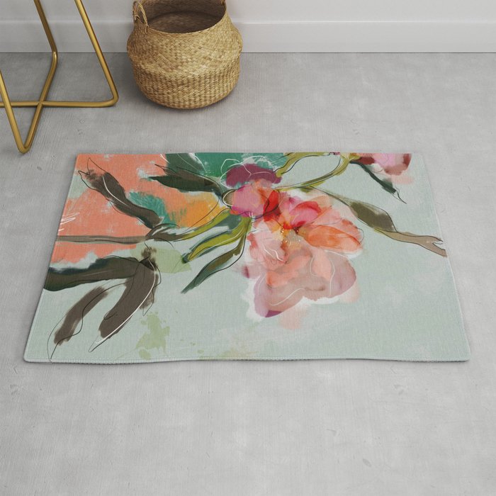 peonies abstract floral Rug