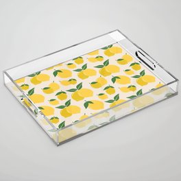 Les Citrons | 01 - Retro Lemon Print Abstract Lemons Acrylic Tray
