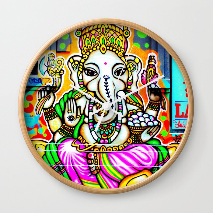 Street Art Ganesh Elephant  Wall Clock