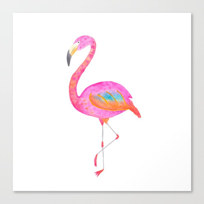 Flamboyant flamingo - bright watercolour painting Canvas Print
