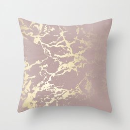 Kintsugi Ceramic Gold on Clay Pink Throw Pillow