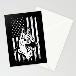 German Shepherd Dog American Flag Stationery Card