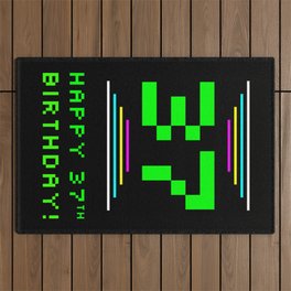 [ Thumbnail: 37th Birthday - Nerdy Geeky Pixelated 8-Bit Computing Graphics Inspired Look Outdoor Rug ]
