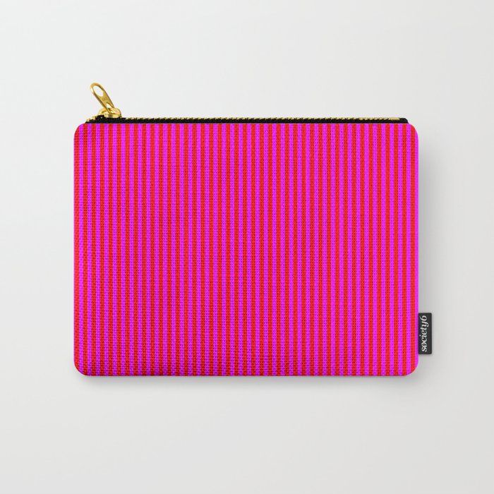 Red & Fuchsia Colored Stripes Pattern Carry-All Pouch