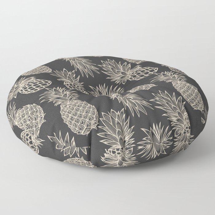 Fresh Pineapples Black & White Floor Pillow