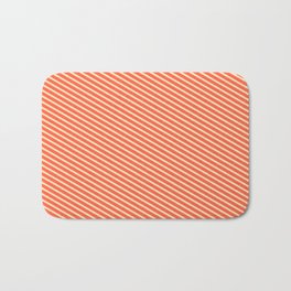 [ Thumbnail: Beige and Red Colored Lines Pattern Bath Mat ]