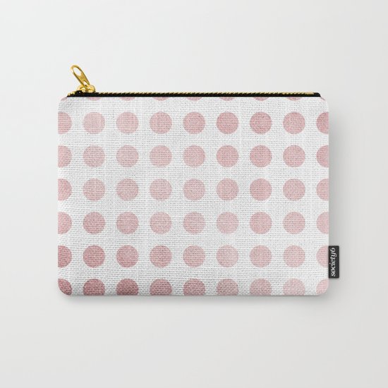 Simply Polka Dots in Rose Gold Sunset and White Carry-All Pouch