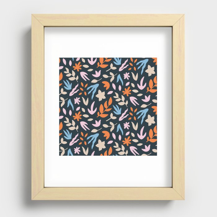 Floral Cutouts - Mid Century Modern Abstract Recessed Framed Print