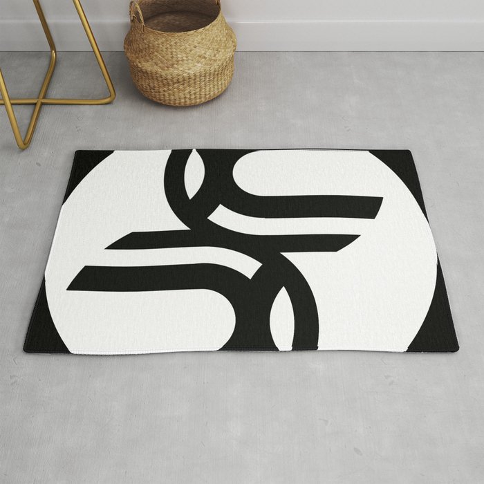 Black and white modern abstract Rug
