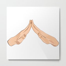 female hands touch each other in form of a house or a roof isolated on white background. Hand position color flat icon for web and mobile design Metal Print
