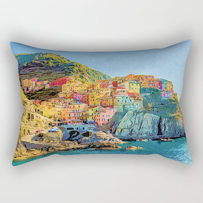 Cinque Terre, Italy | Painting Rectangular Pillow