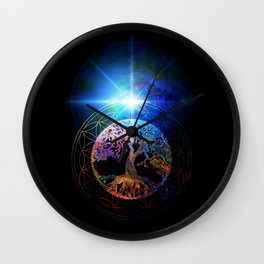 Multi-color Tree of Life Mandala Wall Clock
