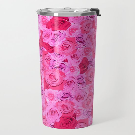 Floral Pink And Red Roses Tumblr Aesthetic Travel Mug By Littleshopofnola Society6