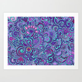 purple in aquamarine Art Print