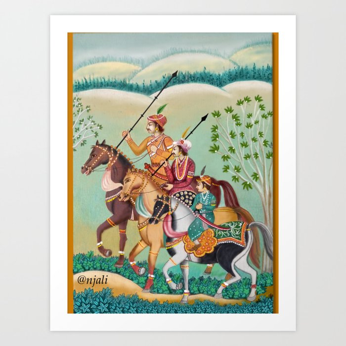 King and his successors riding a horse Art Print