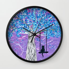 Blue Blossoms Wall Clock