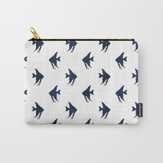 Navy blue and white maritime sea fish animal pattern on #Society6 Carry-All Pouch