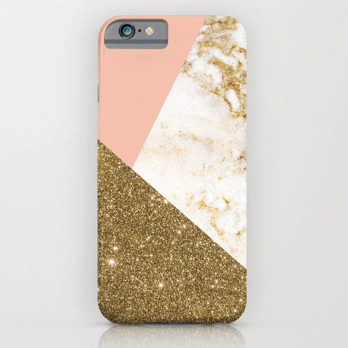 gold marble collage iphone case