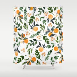 Orange Grove Duschvorhang | Prints, Orangegrove, Greenery, Pattern, Green, Oranges, Leaves, Watercolor, Painting, Orange 
