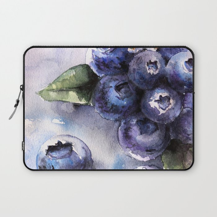 Watercolor Blueberries - Food Art Laptop Sleeve