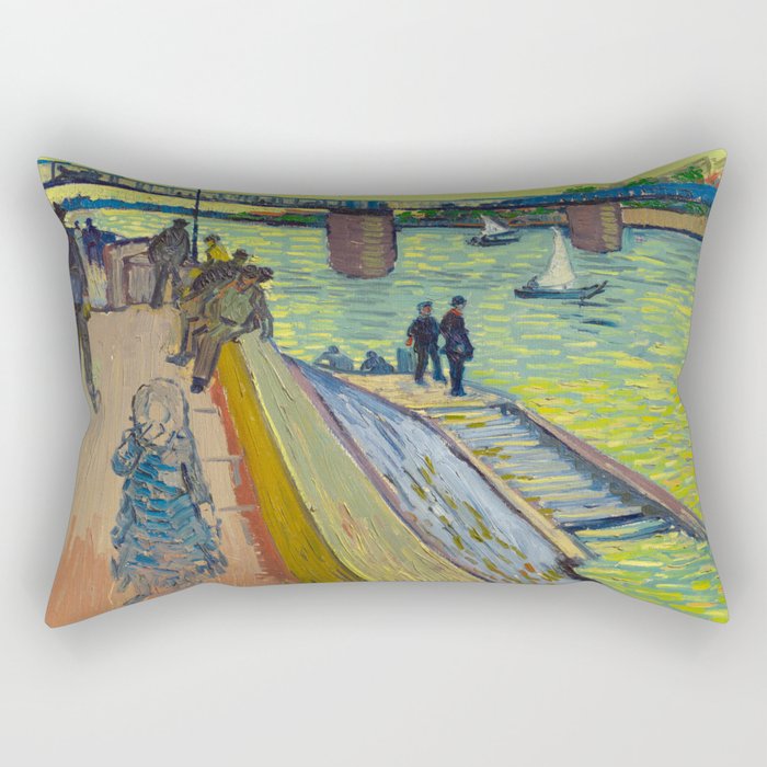 Le Pont de Trinquetaille in Arles, 1888 by Vincent van Gogh Rectangular Pillow