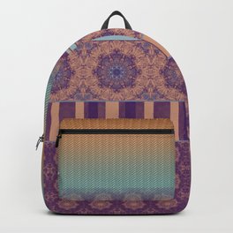 Purple Teal Orange Boho Mandala Tile Ombre Mixed Pattern Backpack
