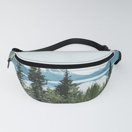 Snow Mountains Lake Trees Art Fanny Pack