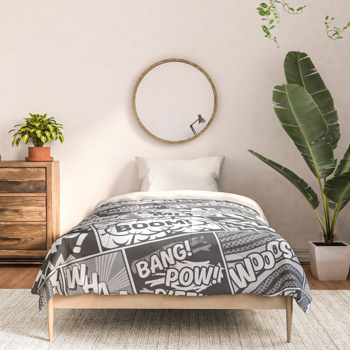 Black and White Modern Comic Book Superhero Pattern Color Colour