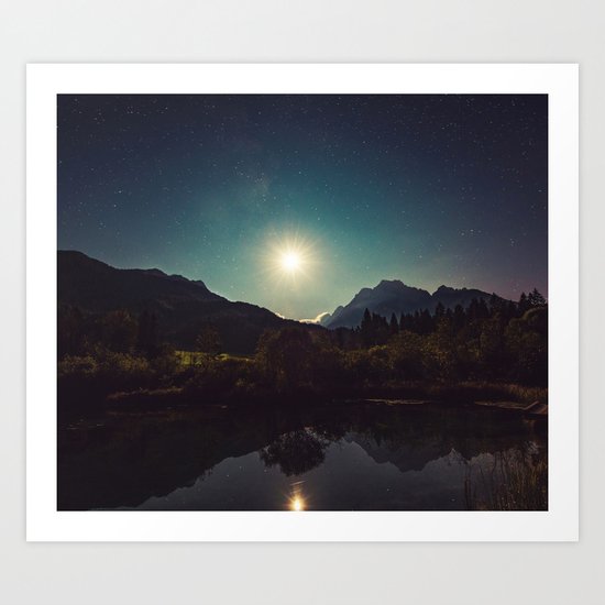 Moonshine, Stars and Nature Art Print