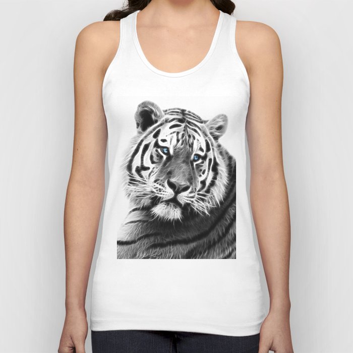 Black and white fractal tiger Tank Top