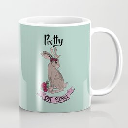 Pretty but fierce jackalope with flowers Coffee Mug